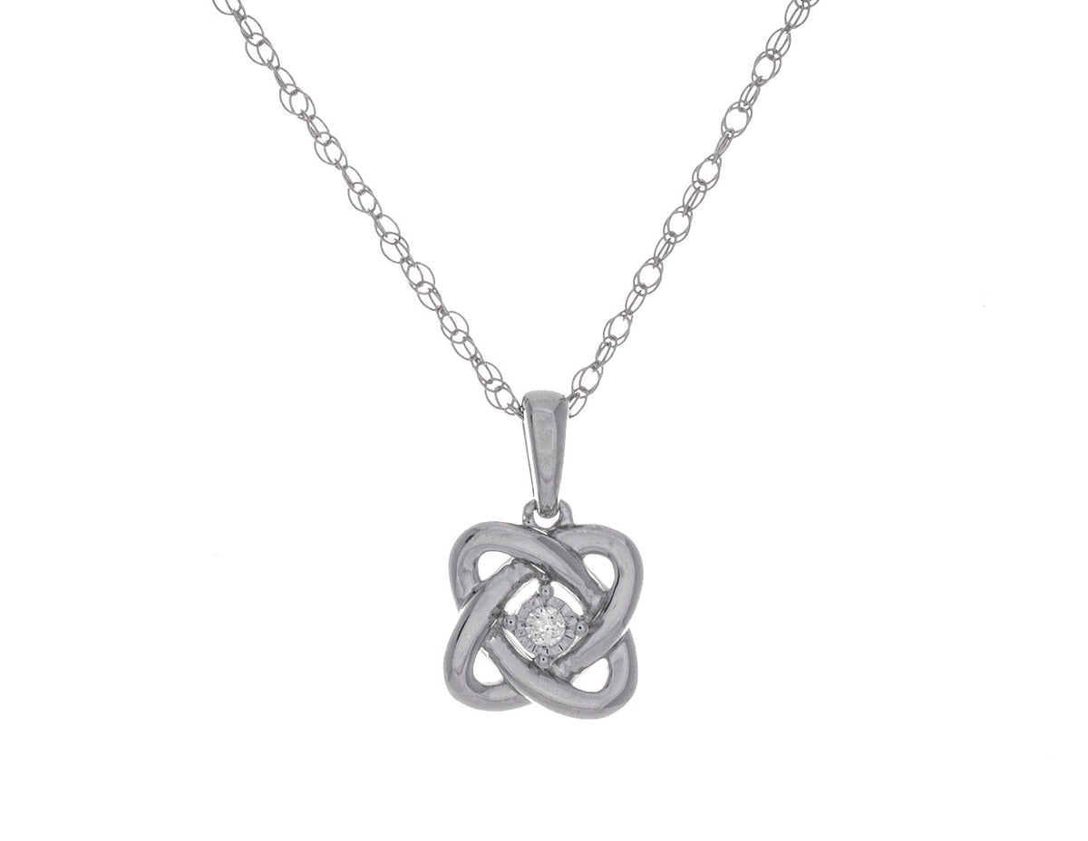 .02ct. Diamond Love Knot Pendant in Sterling Silver