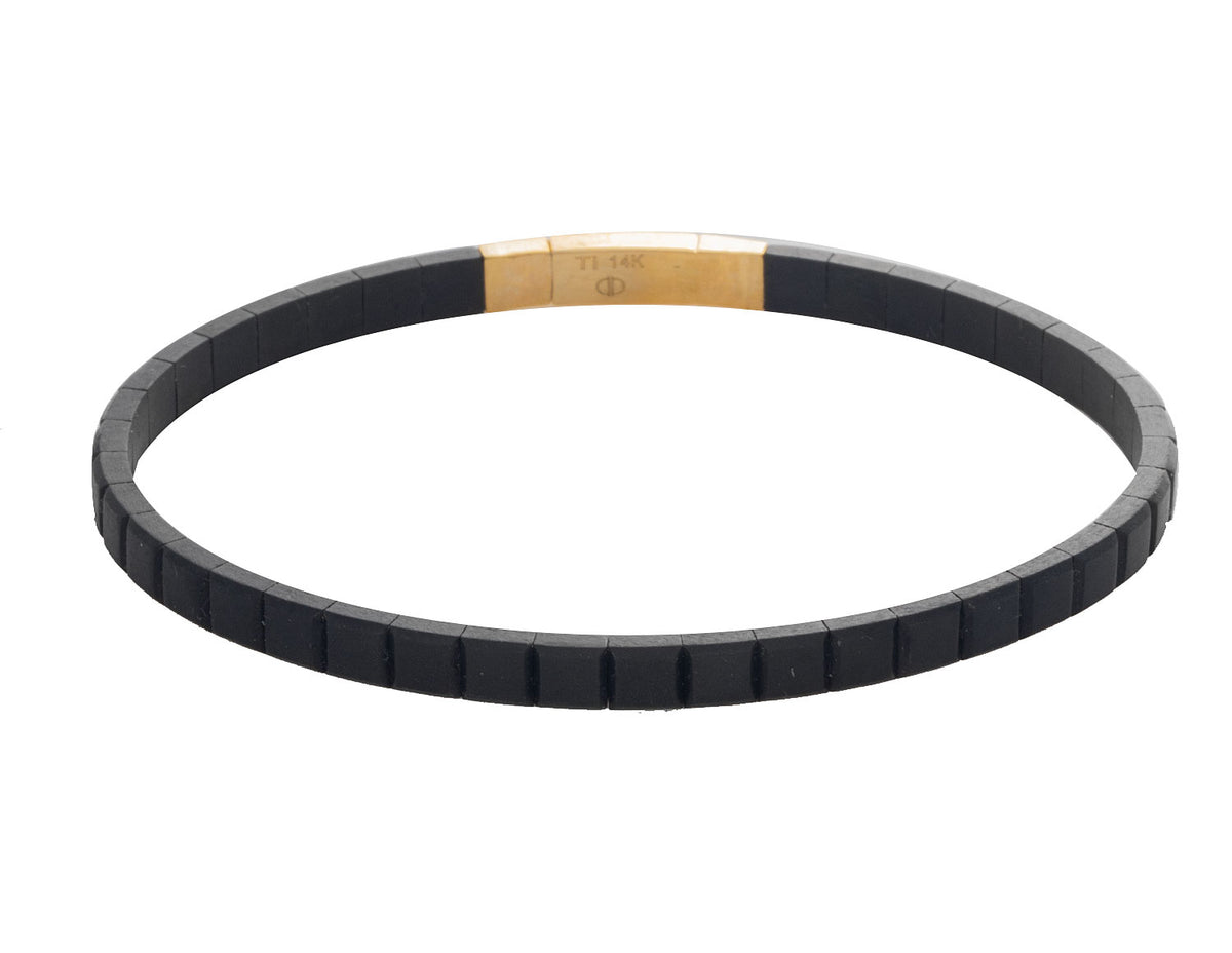 Black Titanium and 14K Yellow Gold Flexie Bangle Bracelet