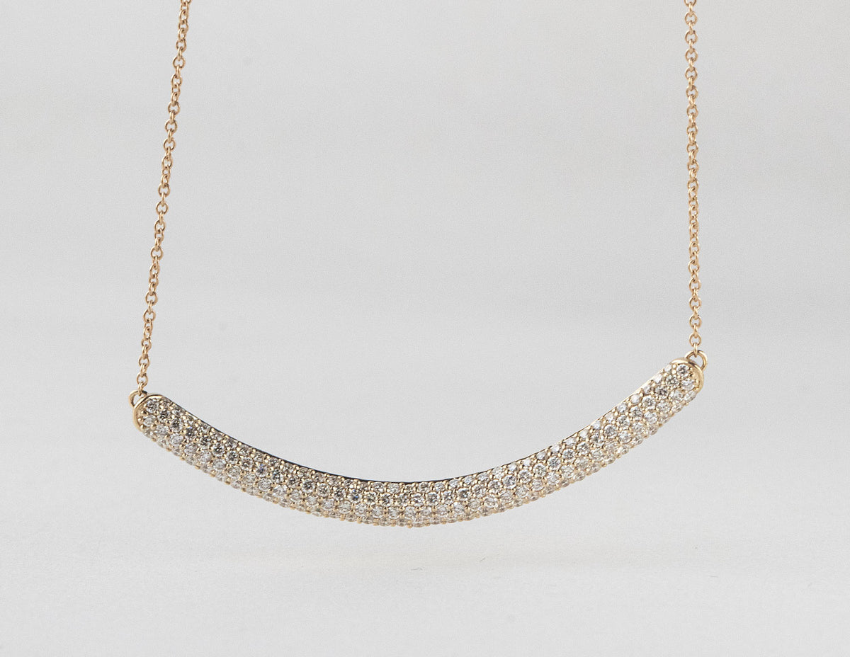 3/4ct. t.w. Diamond Pave Bar Necklace in 14K Yellow Gold