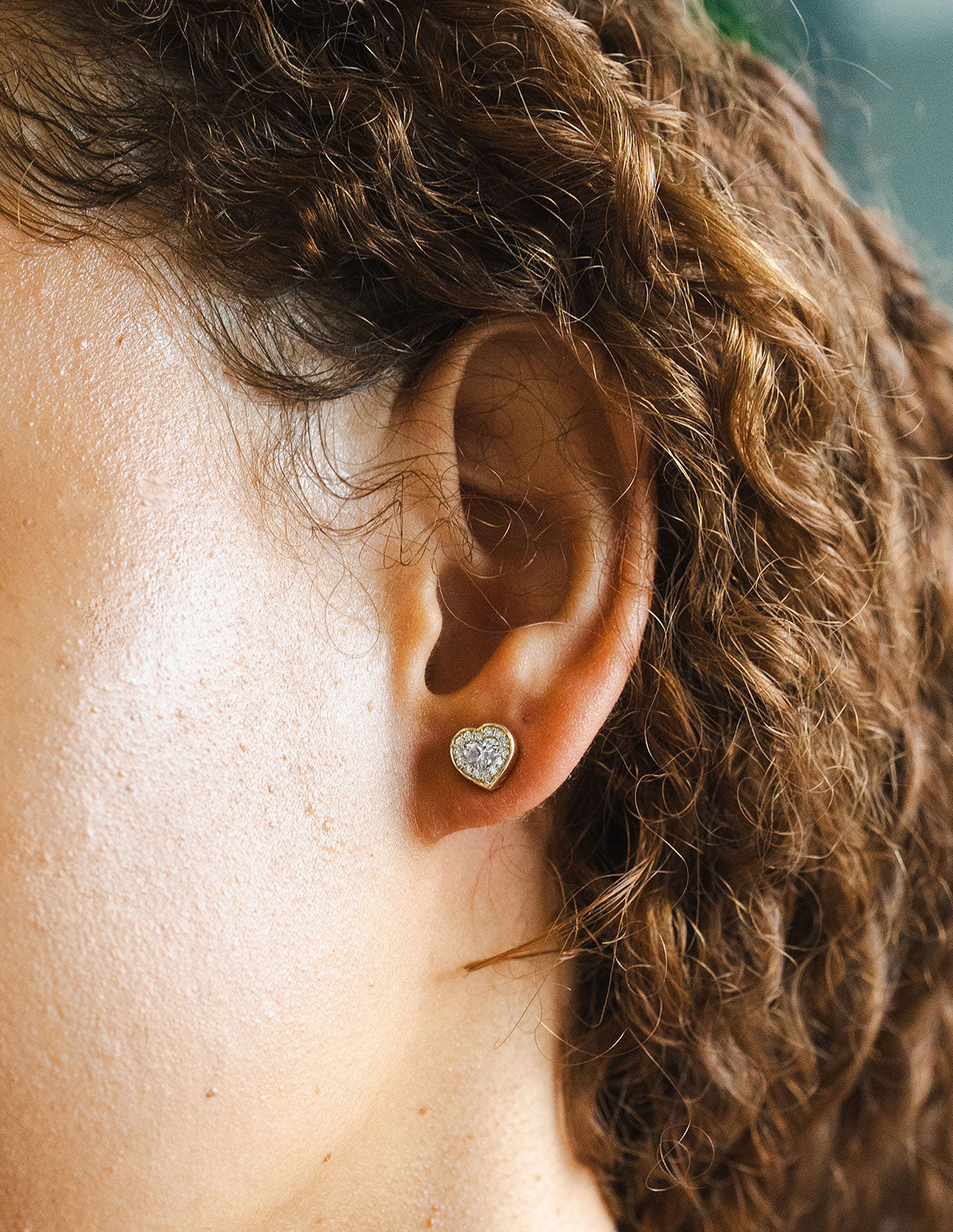 5/8ct. t.w. Newborn Lab Created Diamond Heart Halo Earrings in 14K Yellow Gold
