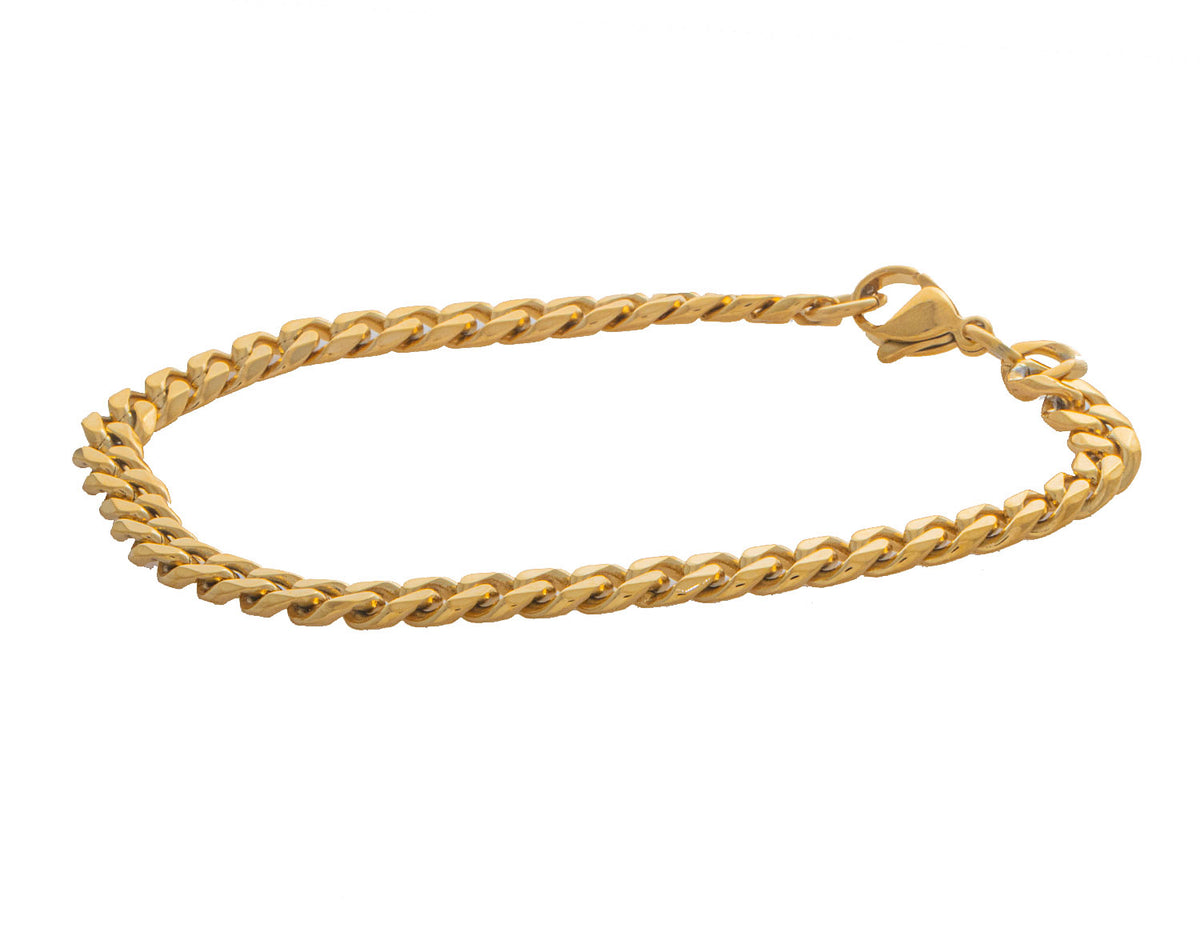 7" Gold Ion-Plated Stainless Steel Curb Link Bracelet