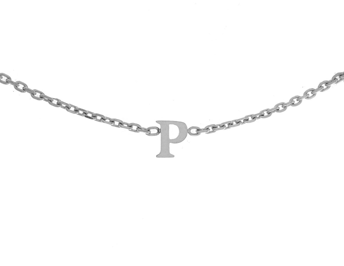 Block Letter P Initial Bracelet in Stainless Steel