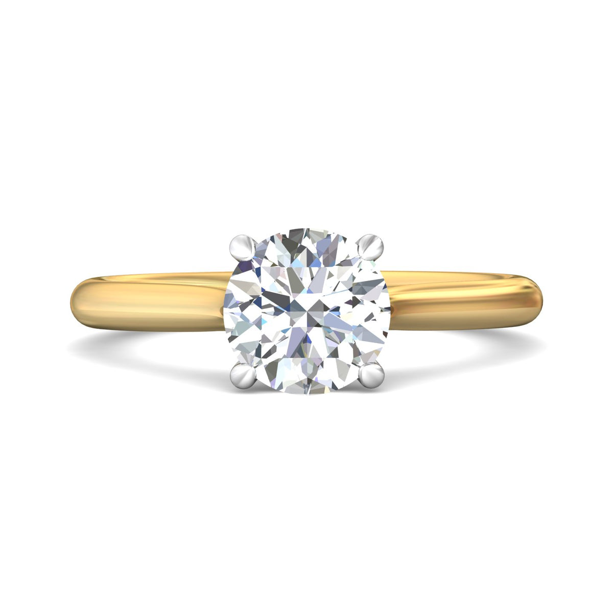 2mm Solitaire Engagement Ring in 14K Yellow and White Gold