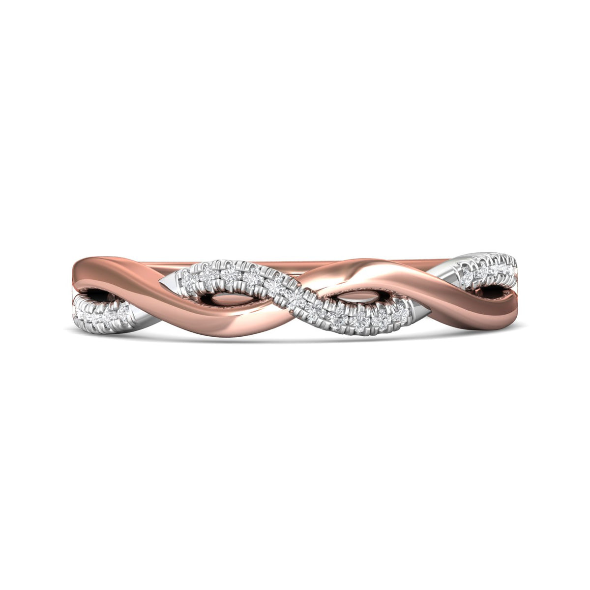 1/10ct. t.w. Round Cut Diamond Wedding Ring in 14K Rose and White Gold