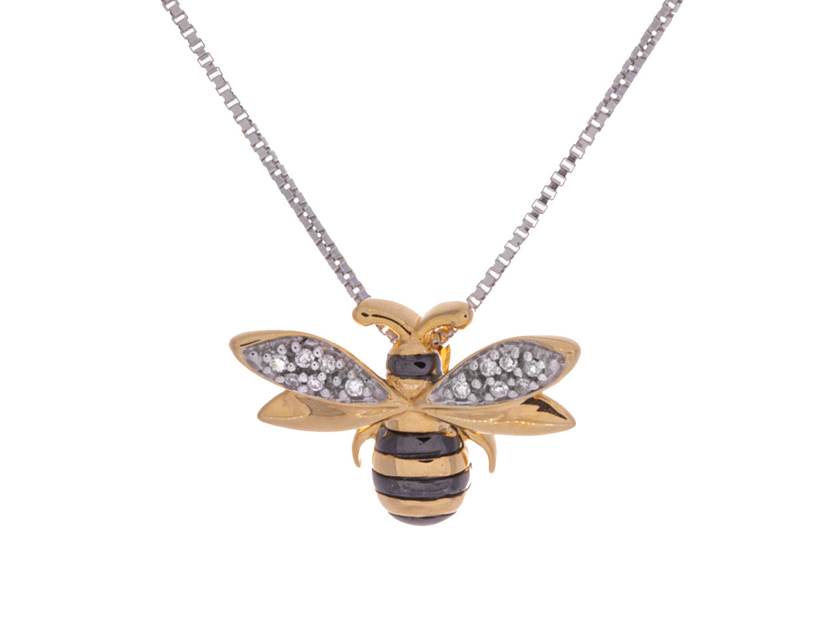 .03ct. t.w. Diamond Bee Pendant in Sterling Silver & Plated Yellow Gold