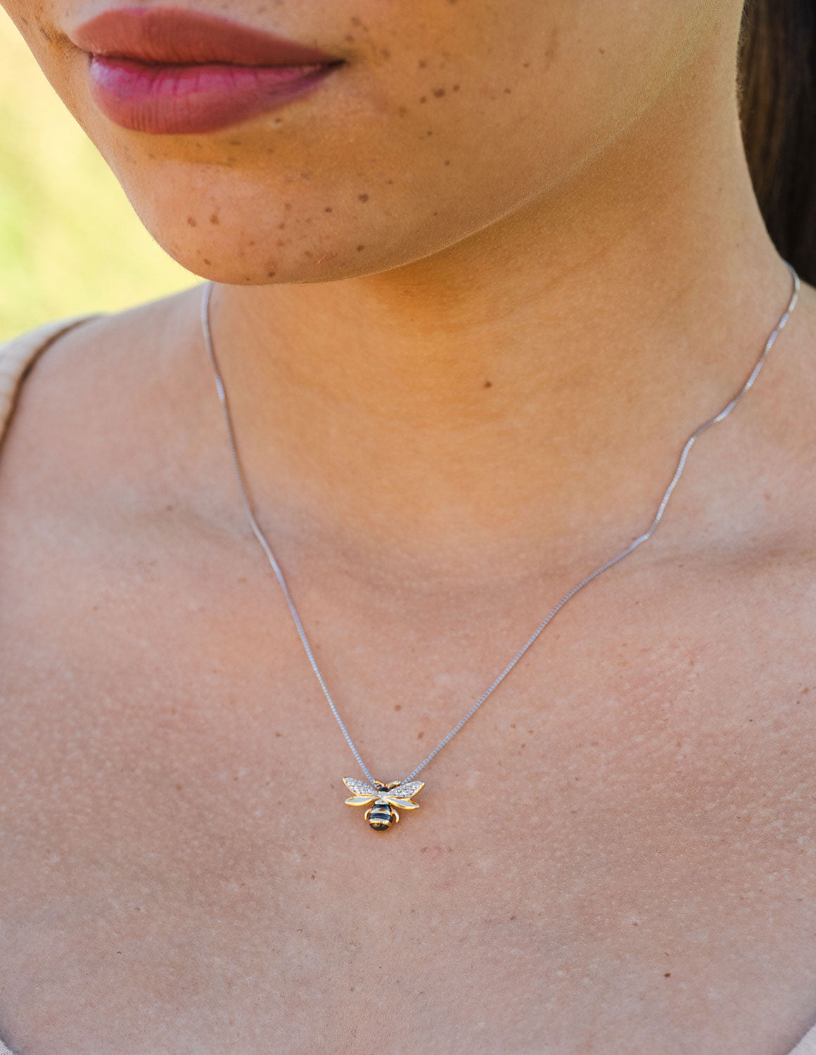 .03ct. t.w. Diamond Bee Pendant in Sterling Silver & Plated Yellow Gold