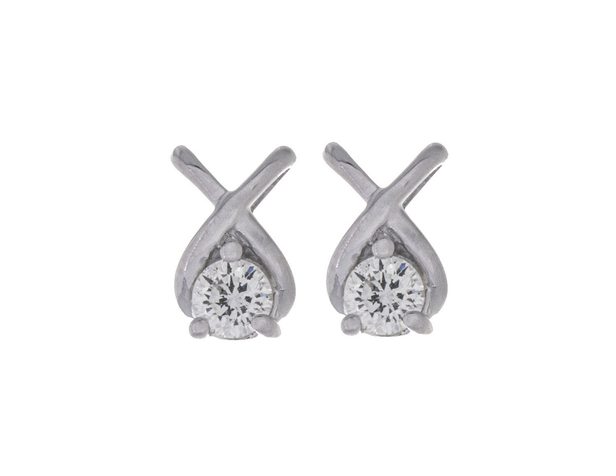1/5ct. t.w. Kessler 81 Round Diamond Hugs and Kisses Stud Earrings in Sterling Silver