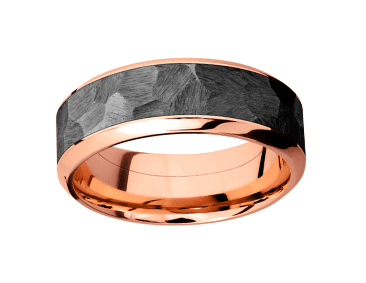 8mm 14K Rose Gold and Black Zirconium Men's Wedding Ring