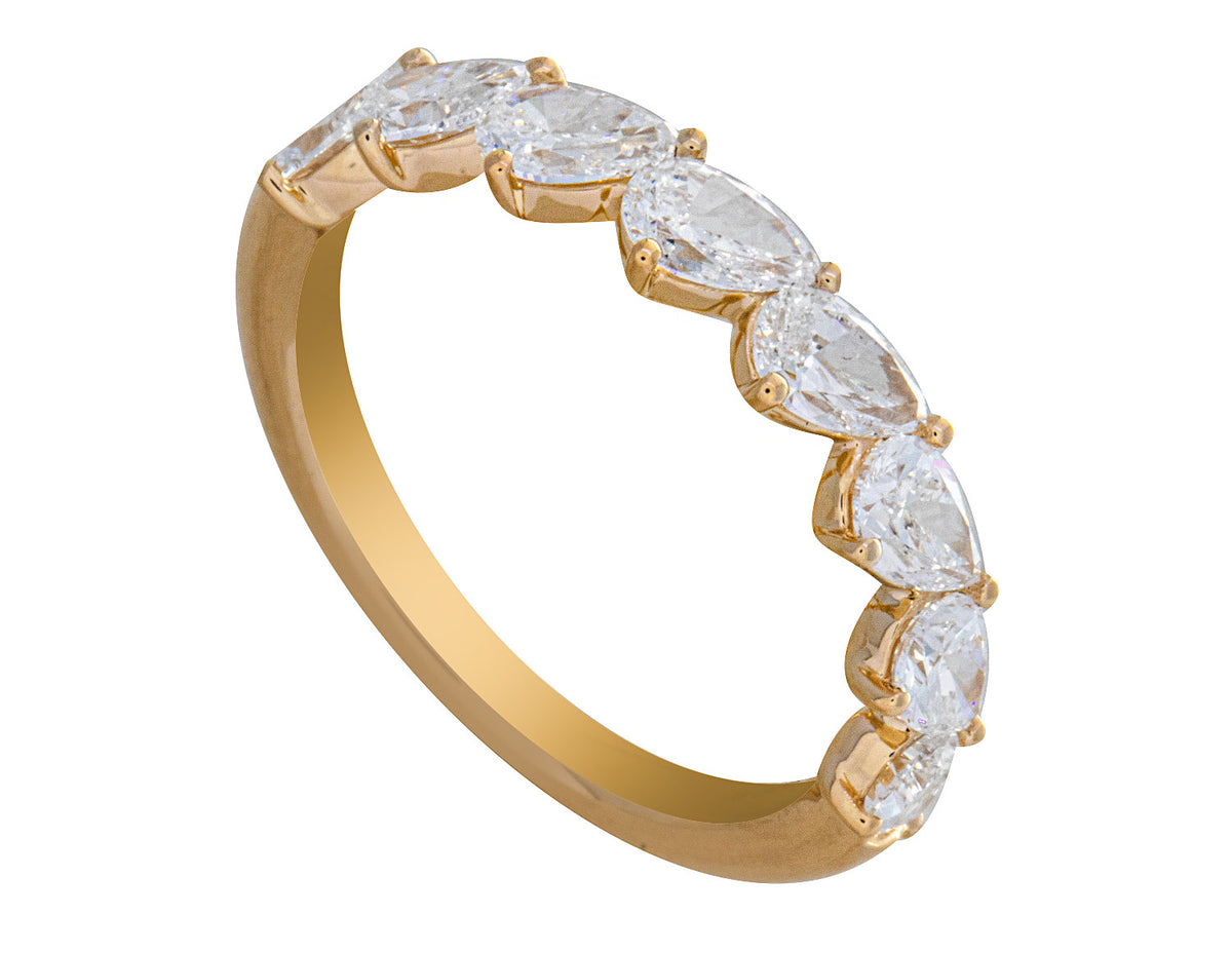 1 1/2ct. t.w. Pear Cut Newborn Lab Created Diamond Anniversary Ring in 14K Yellow Gold