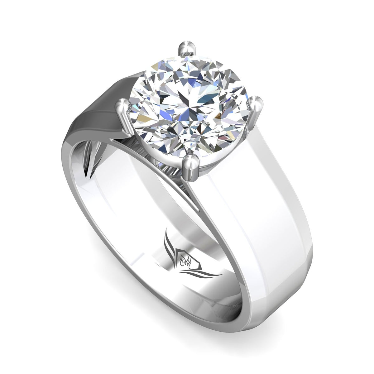 7mm Solitaire Engagement Ring in 14K White Gold