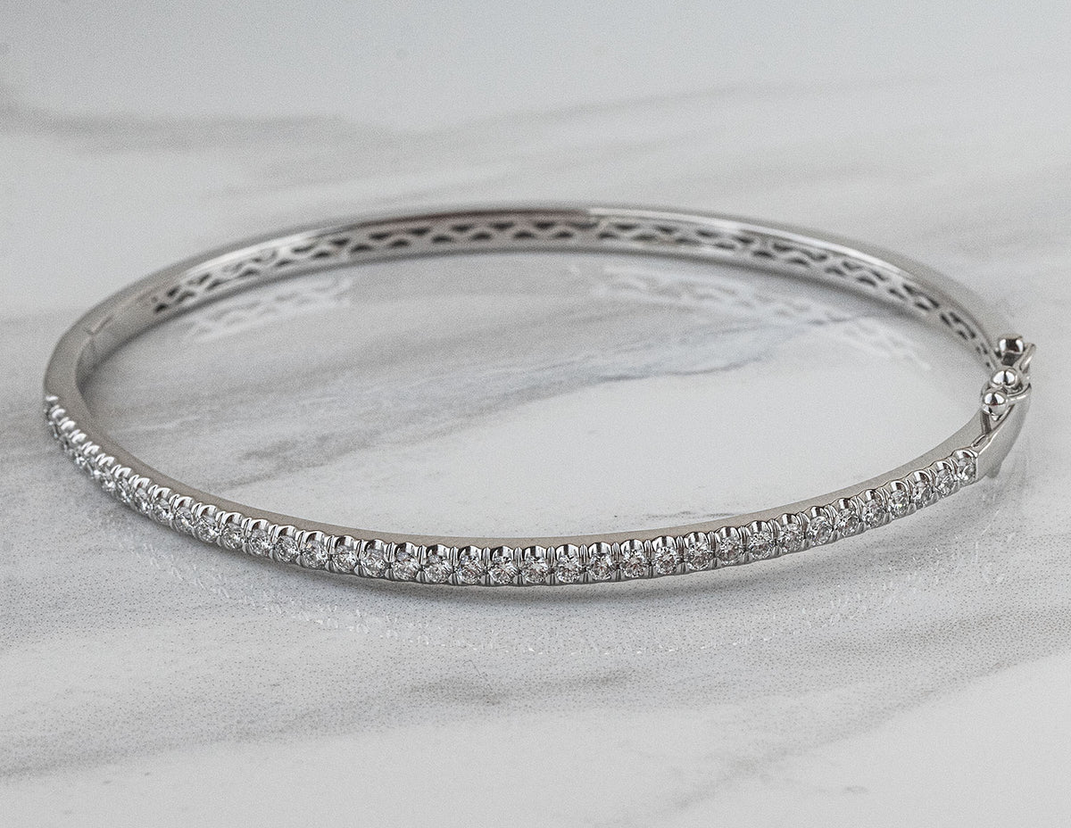 1ct. t.w. Newborn Lab Created Diamond Bangle Bracelet in 14K White Gold