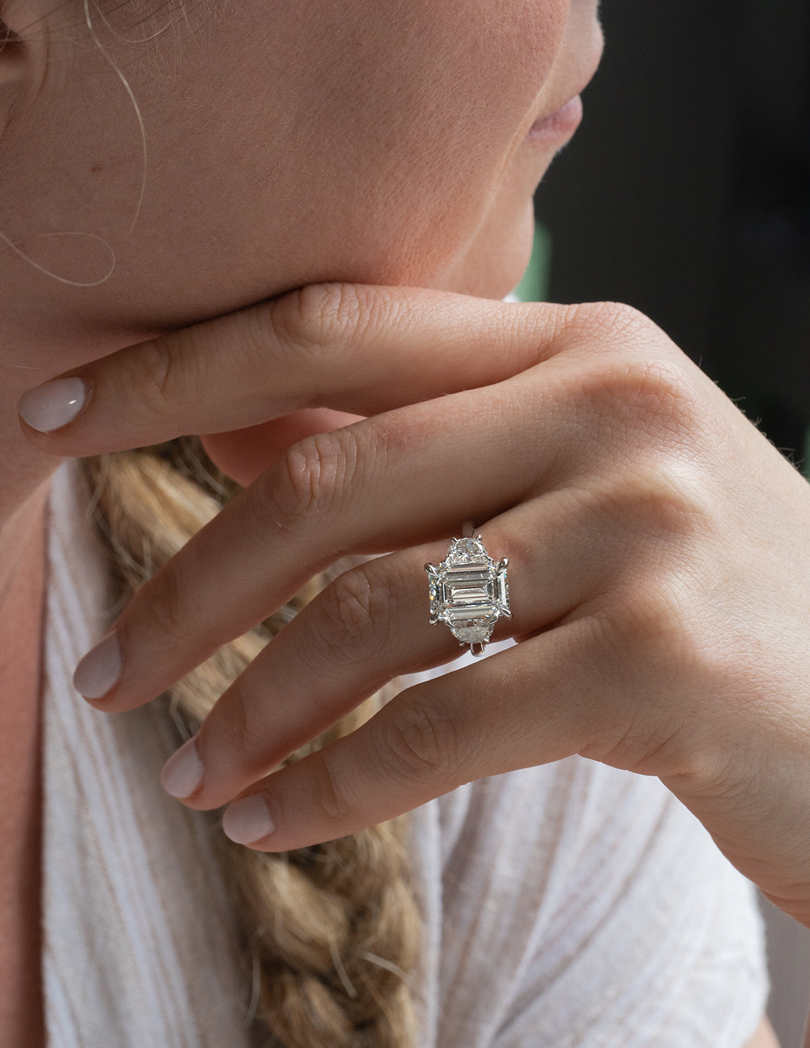 5ct. t.w. Emerald Cut Newborn Lab Created Diamond Engagement Ring in 14K White Gold