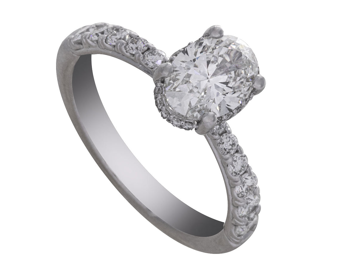 1 1/2ct. t.w. Oval Cut Newborn Lab Created Diamond Engagement Ring in 14K White Gold