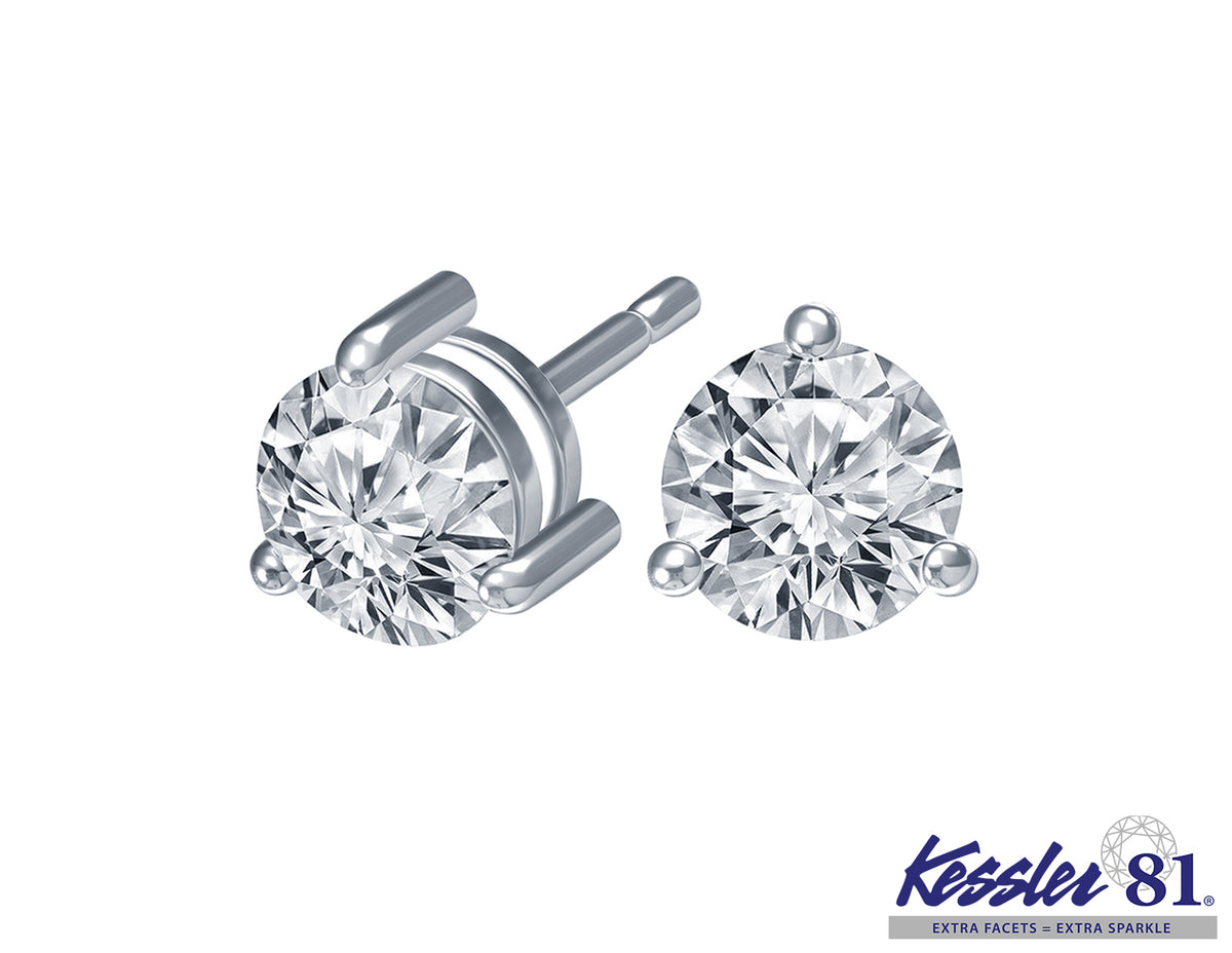 1/4ct. t.w. Kessler 81 Round Diamond Stud Earrings in 14K White Gold