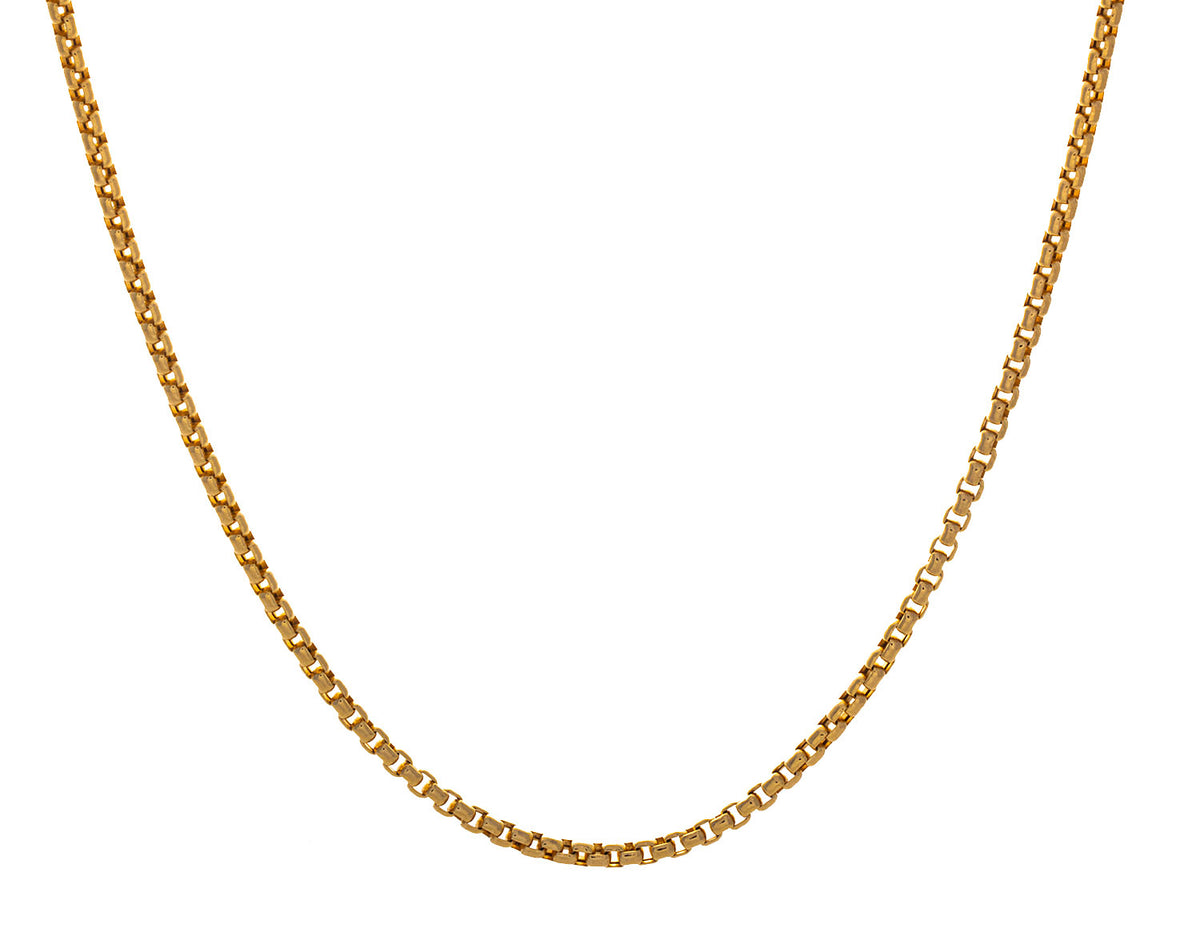 24" Semi-Solid Round Box Chain in 14K Yellow Gold