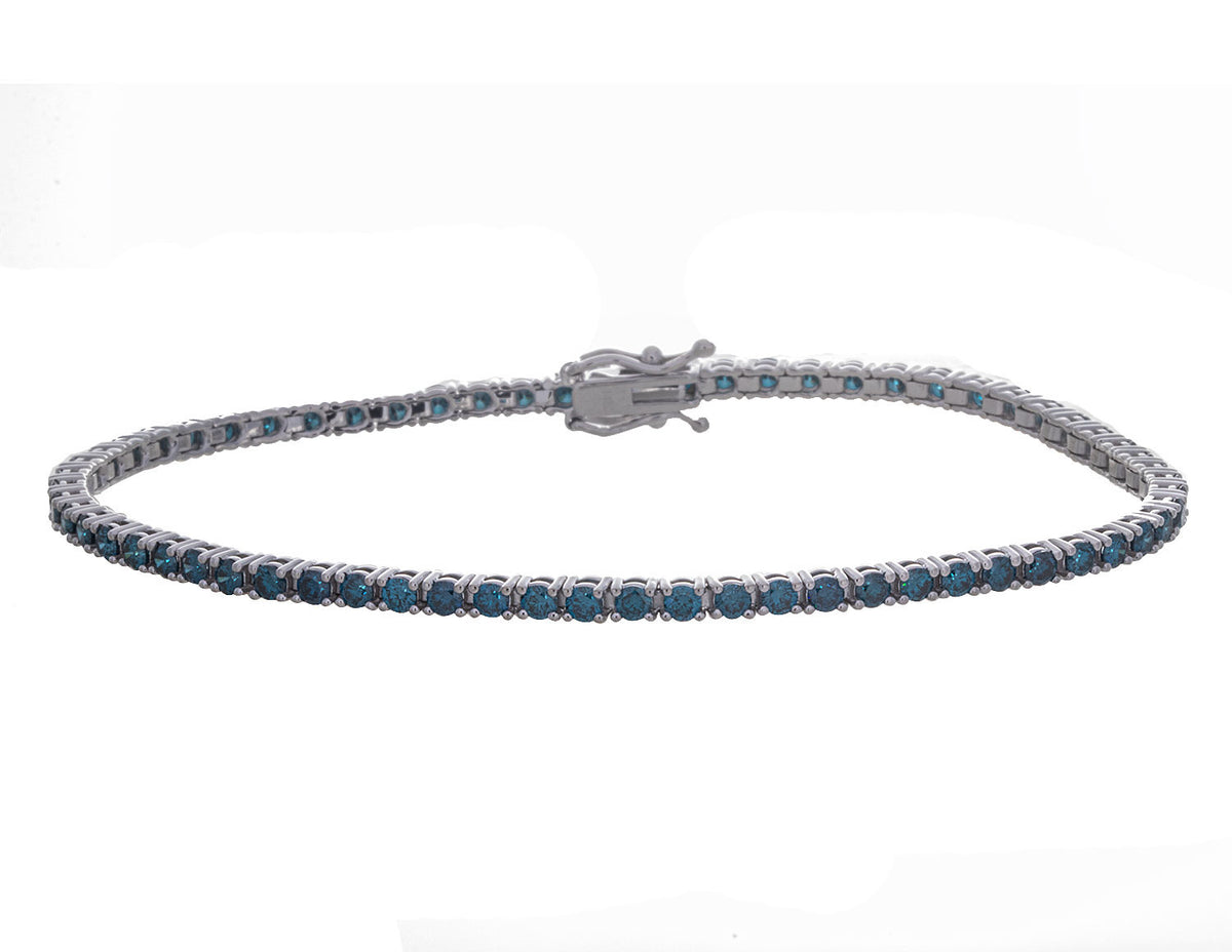 2 7/8ct. t.w. Blue Diamond Bracelet in 14K White Gold