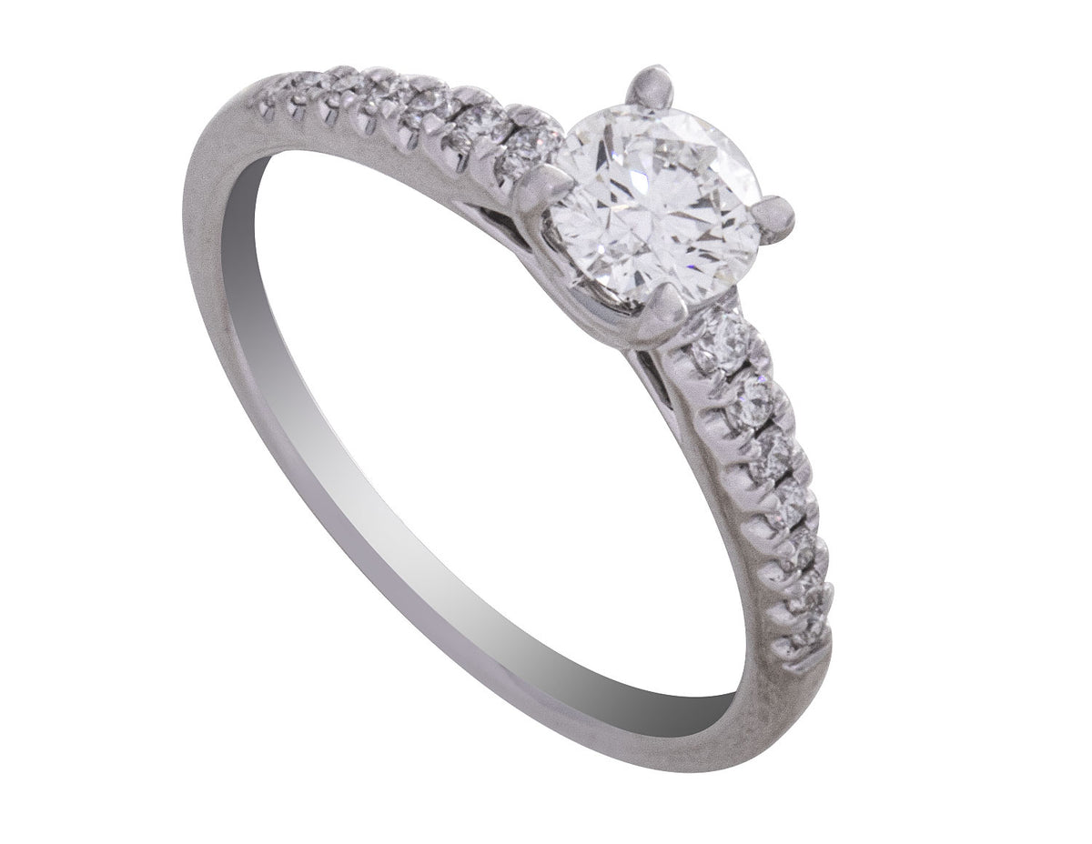 5/8ct. t.w. Round Cut Diamond Engagement Ring in 14K White Gold