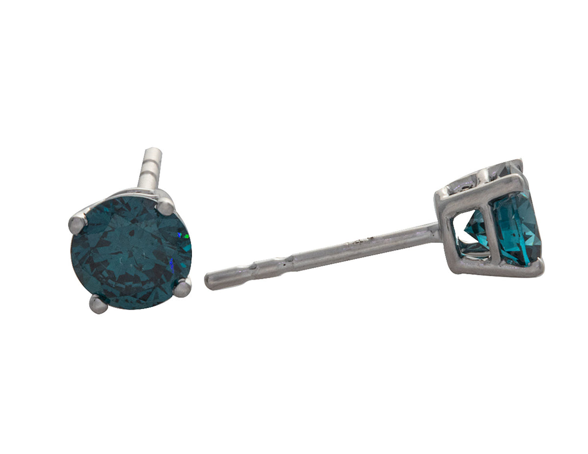 1ct. t.w. Blue Diamond Stud Earrings in 14K White Gold