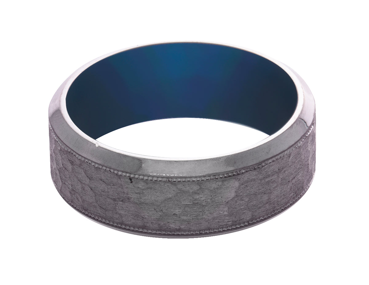 Tantalum and Stone Blue Cerakote Sleeve Gents Ring