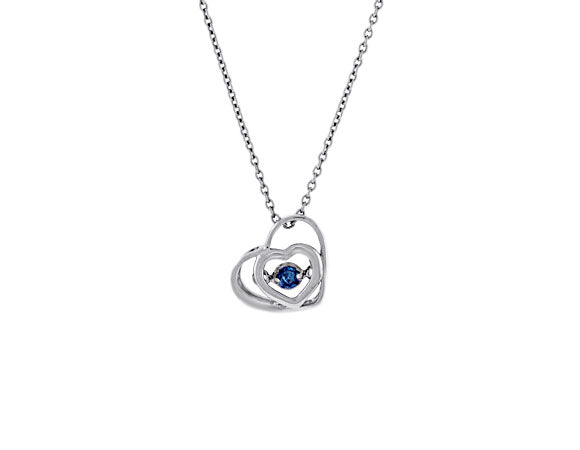 .05ct. Blue Dancing Diamond Heart Pendant in Sterling Silver