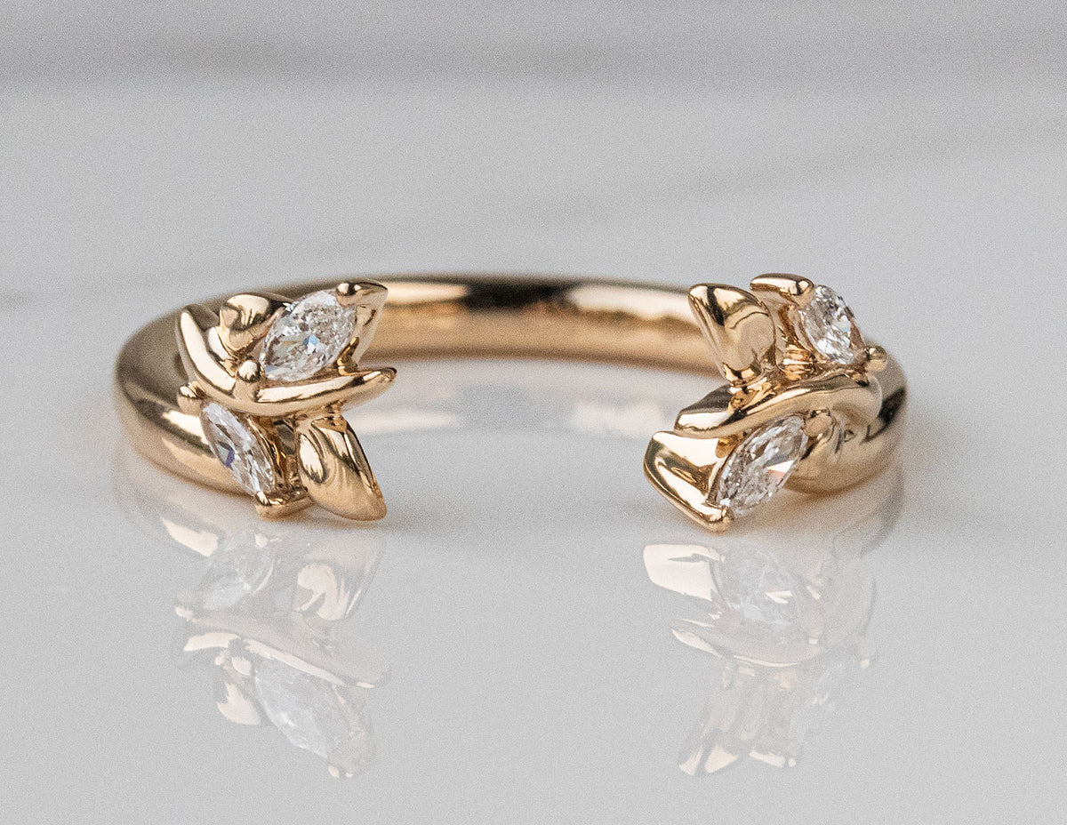 1/6ct. t.w. Marquise Cut Diamond Wedding Wrap Ring in 14K Yellow Gold