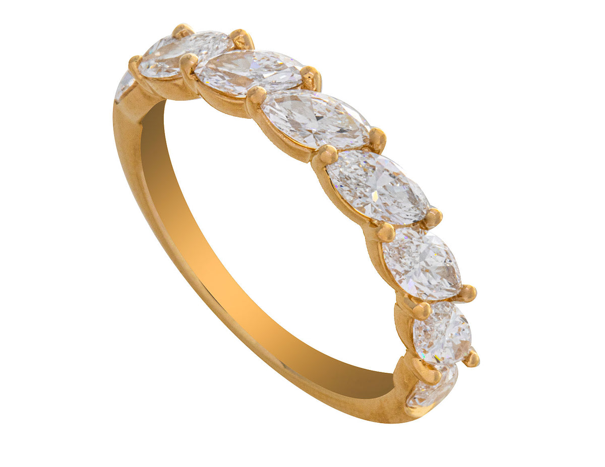 1 1/2ct. t.w Marquise Cut Newborn Lab Created Diamond Anniversary Ring in 14K Yellow Gold