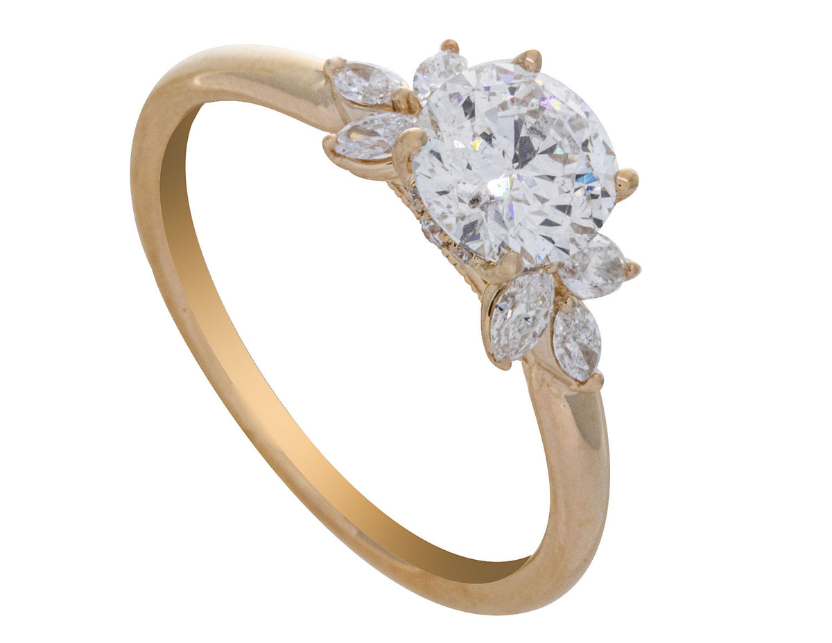 1 1/4ct. t.w. Round Cut Kessler 81 Diamond Engagement Ring in 14K Yellow Gold
