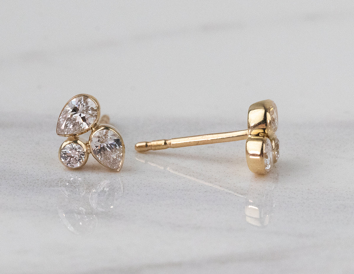 1/2ct. t.w. Newborn Lab Created Diamond Cluster Stud Earrings in 14K Yellow Gold