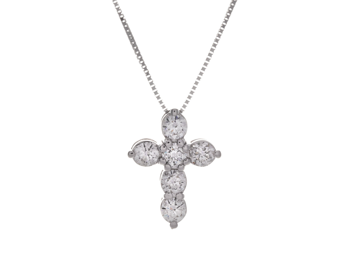 1 1/7ct. t.w. Diamond Cross Pendant in 14K White Gold