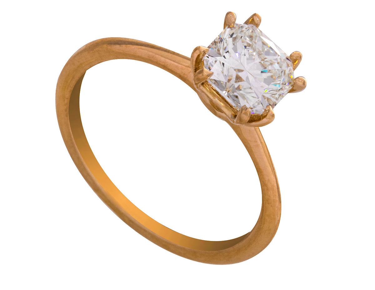 1.43ct. Kessler Square Radiant Cut Solitaire Engagement Ring in 14K Yellow Gold