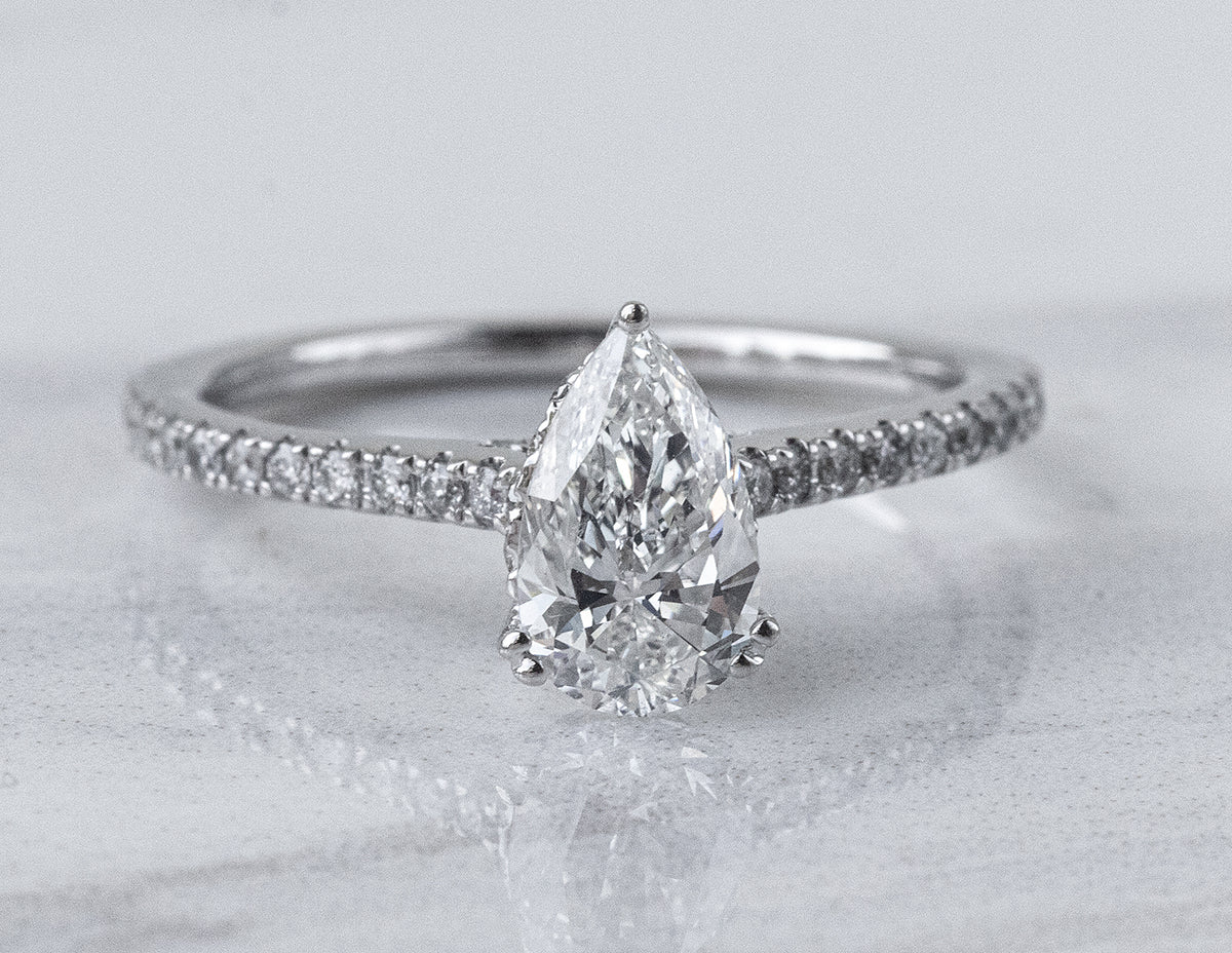 1 1/4ct. t.w. Pear Cut Diamond Engagement Ring in 14K White Gold