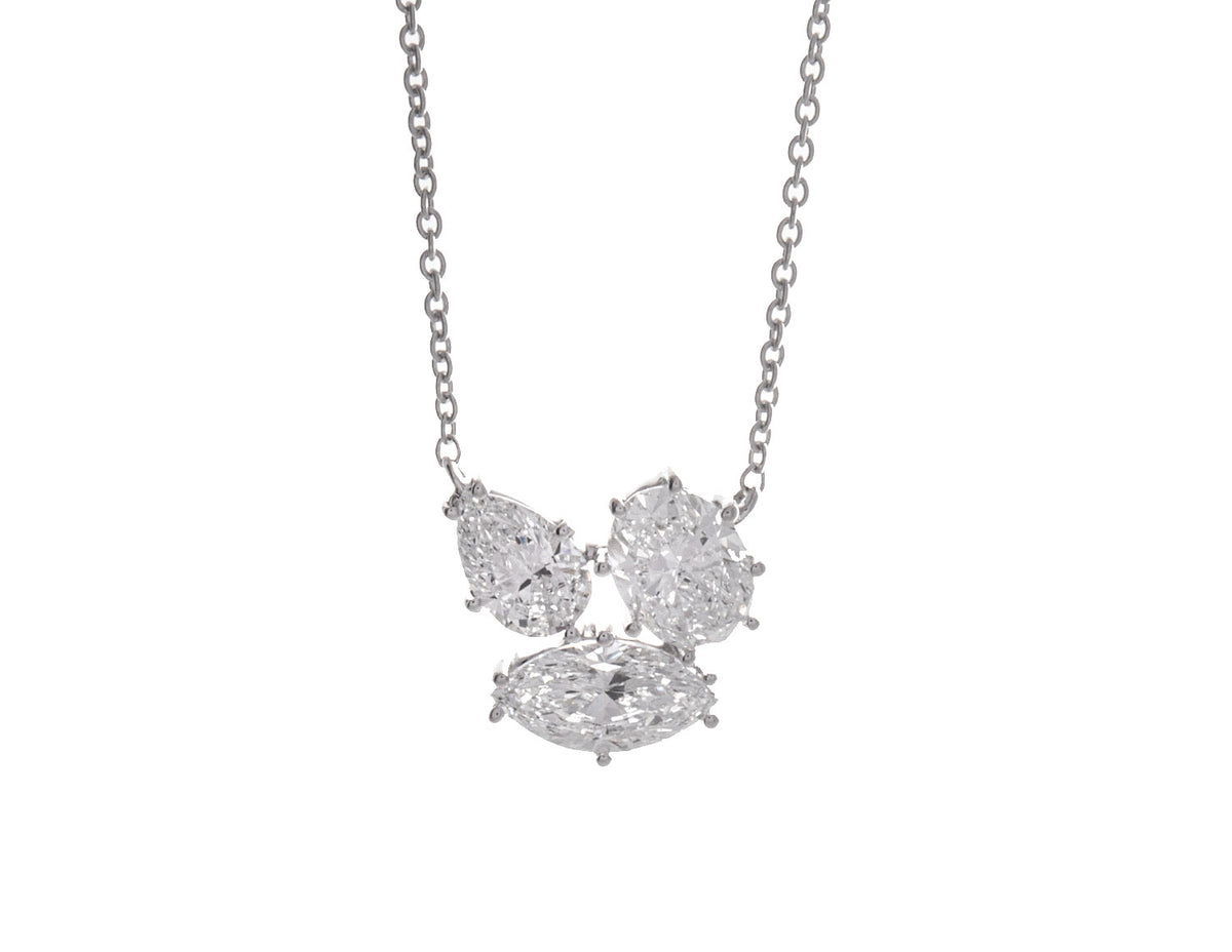 1 1/10ct. t.w. Mixed Shape Cluster Diamond Pendant in 14K White Gold