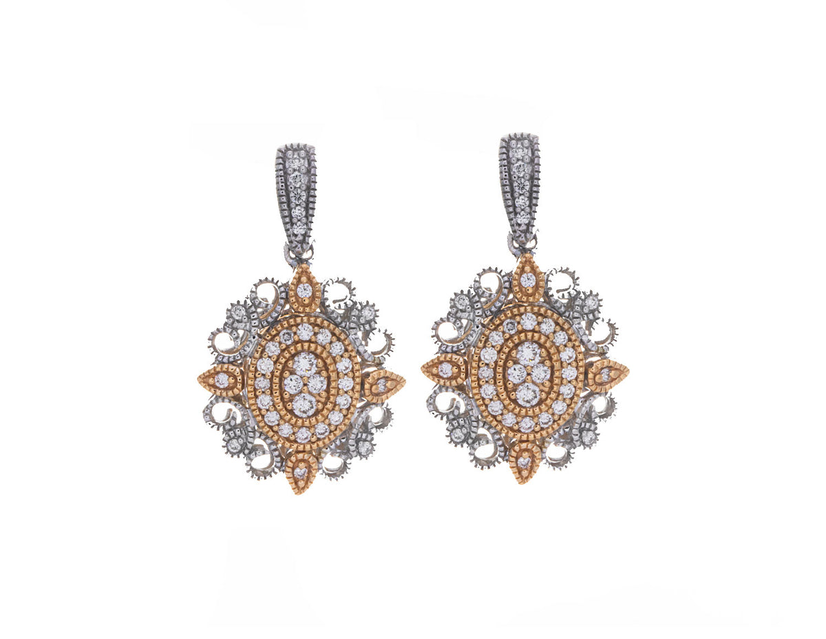 14K White & Yellow Gold Fashion Earrings