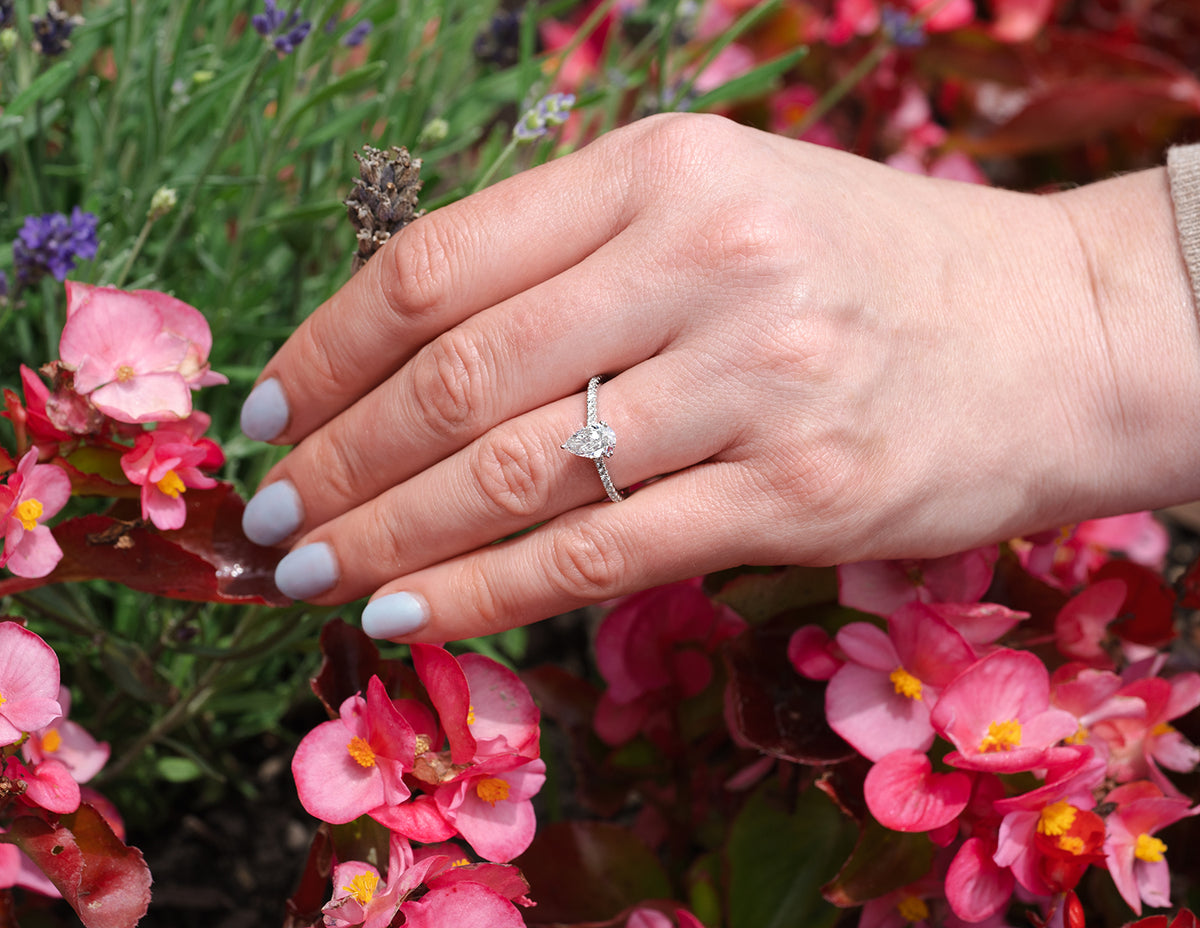 1 1/4ct. t.w. Pear Cut Diamond Engagement Ring in 14K White Gold