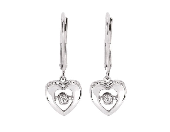 .02ct. t.w. Shimmering Diamond Heart Dangle Earrings in Sterling Silver