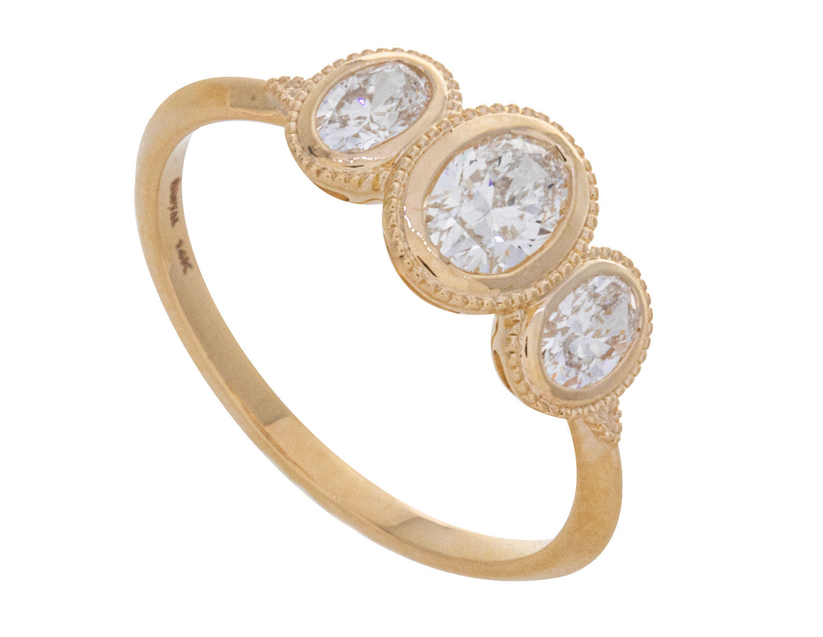 3/4ct. t.w. Oval Cut 3-Stone Anniversary Ring in 14K Yellow Gold
