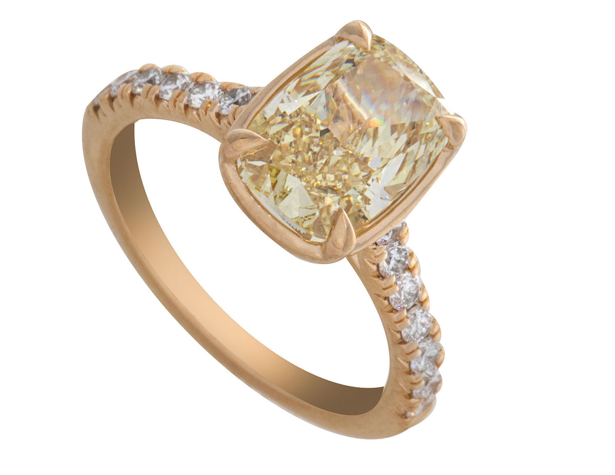3 2/5ct. t.w. Yellow Elongated Cushion Cut Newborn Lab Created Engagement Ring in 14K Yellow Gold