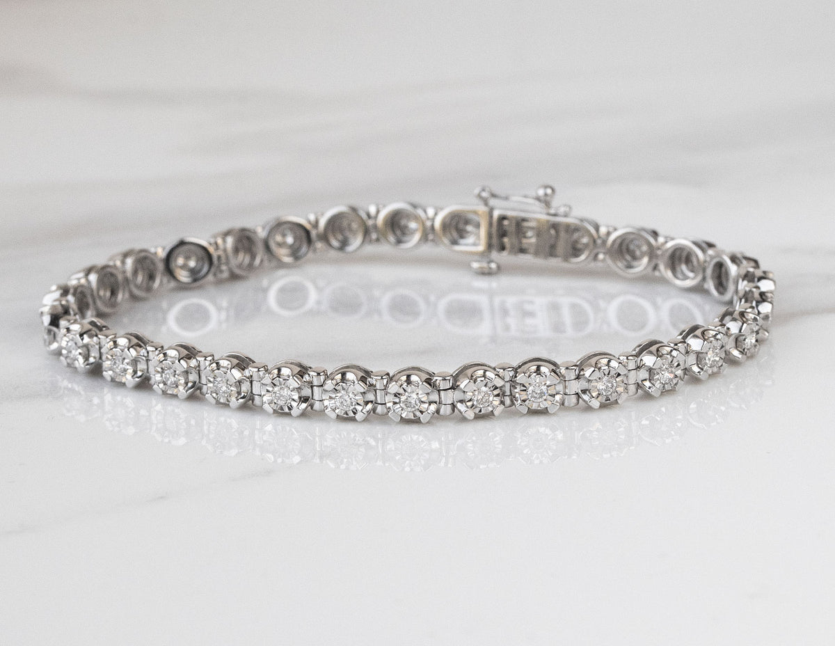 1ct. t.w. Round Cut Newborn Lab Created Diamond Bracelet in Sterling Silver