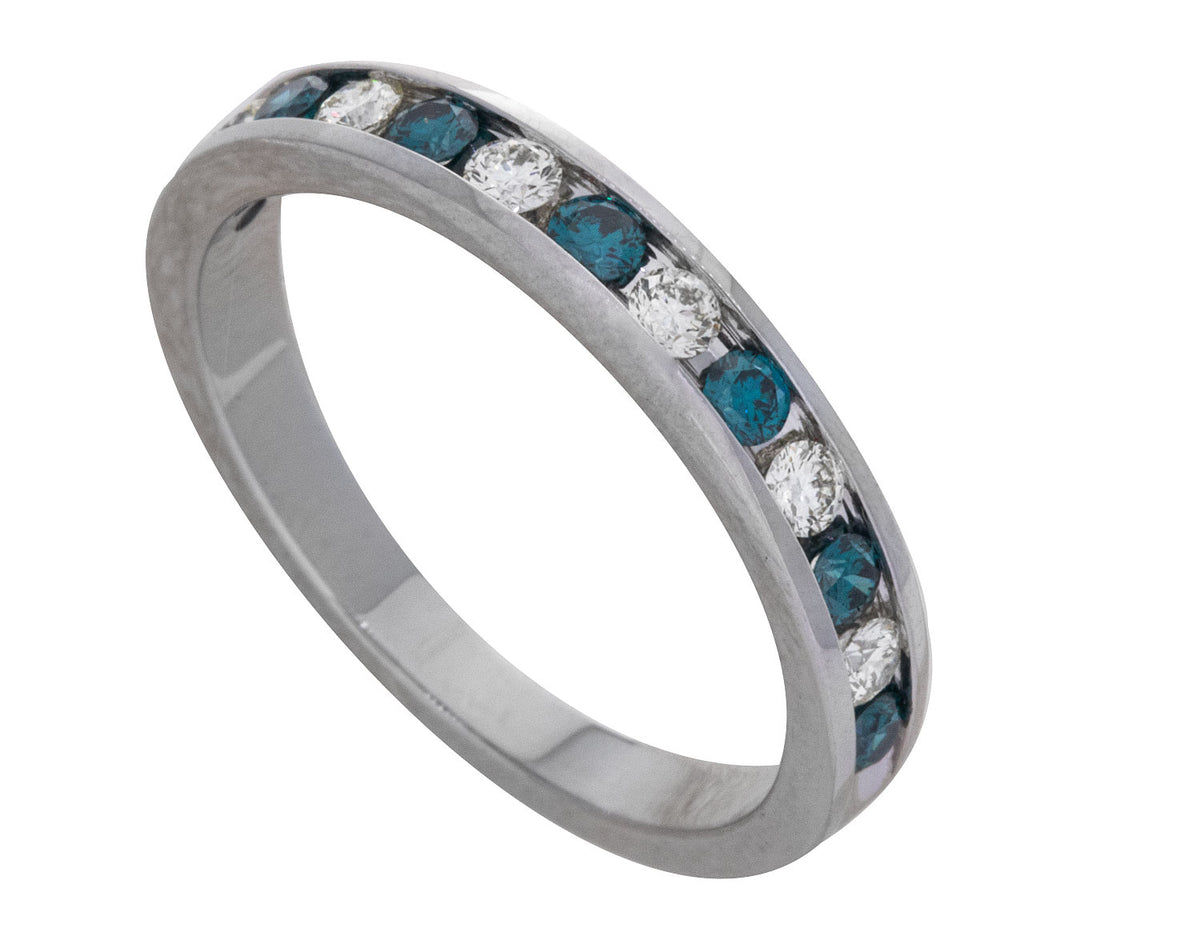 1/2ct. t.w. Blue and White Diamond Ring in 14K White Gold