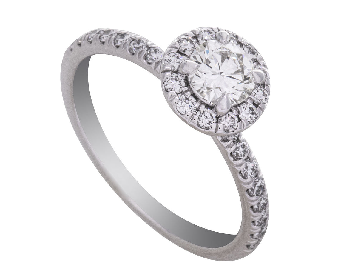 1ct. t.w. Round Cut Diamond Engagement Ring in 14K White Gold