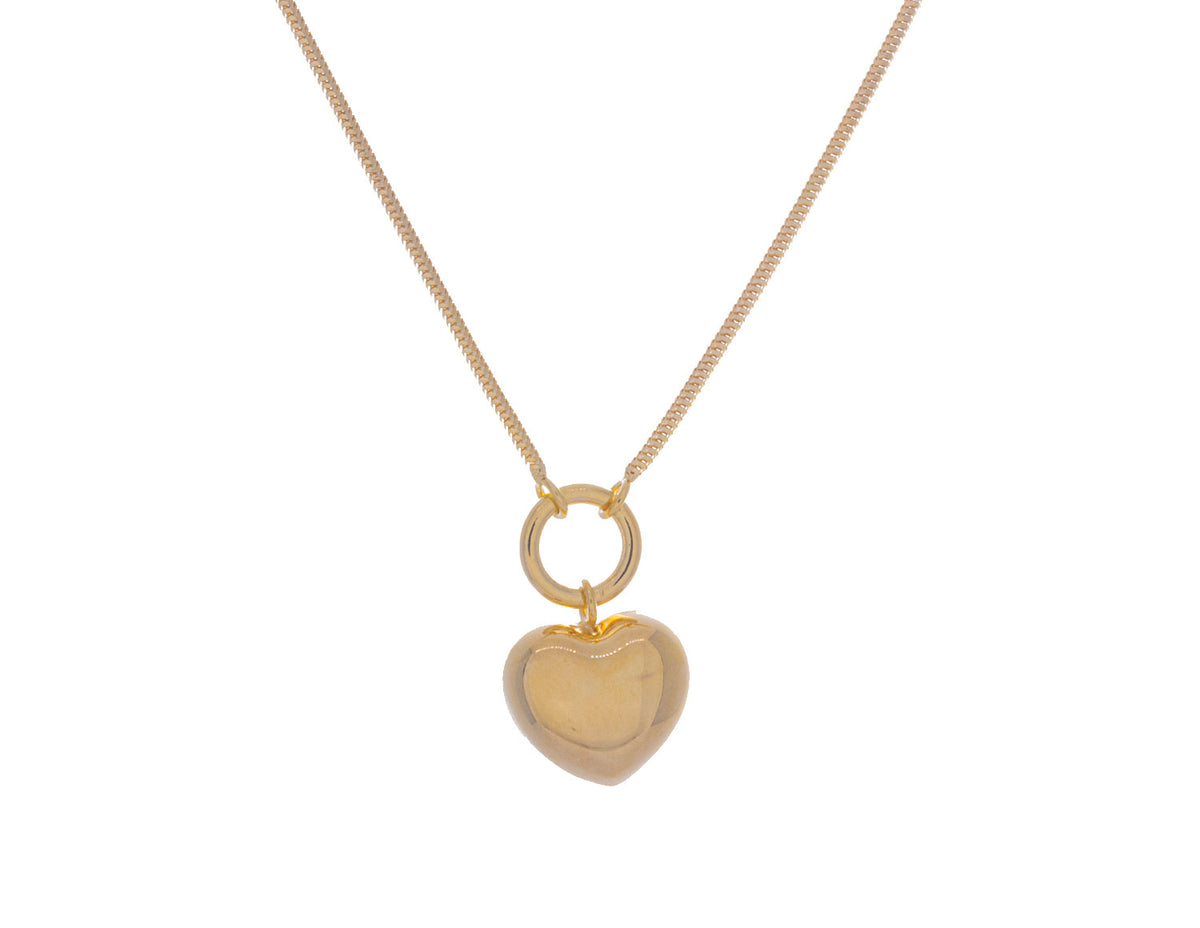 18" Dangle Heart Pendant in 14K Yellow Gold