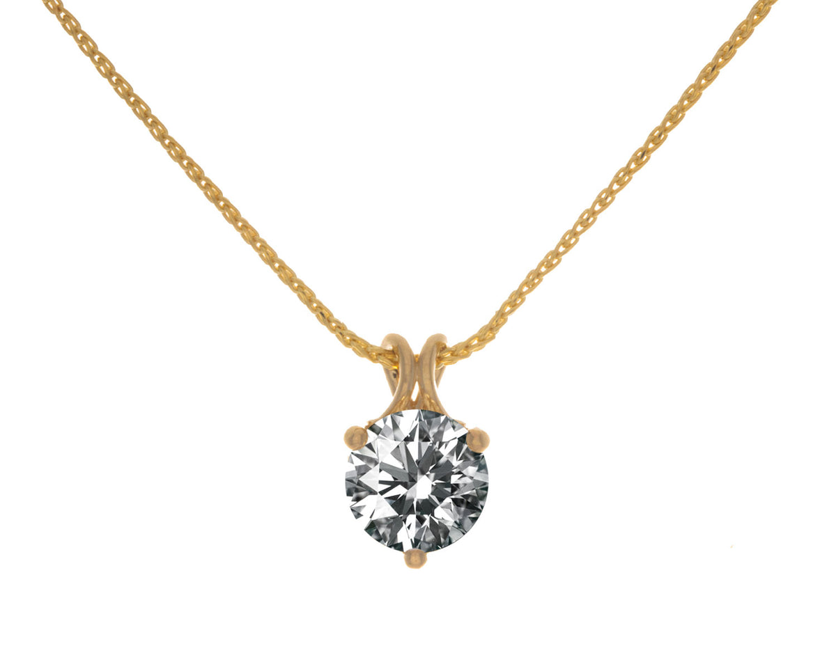 1 1/5ct. Kessler 81 Facet Round Newborn Lab Created Diamond Pendant in 14K Yellow Gold