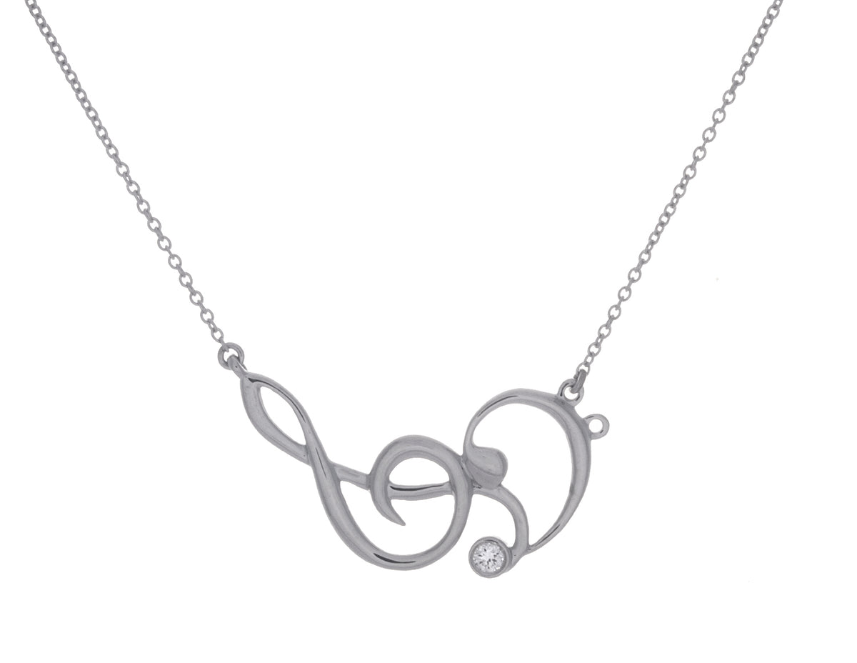 .04ct. Newborn Lab Created Diamond Musical Note Pendant in Sterling Silver