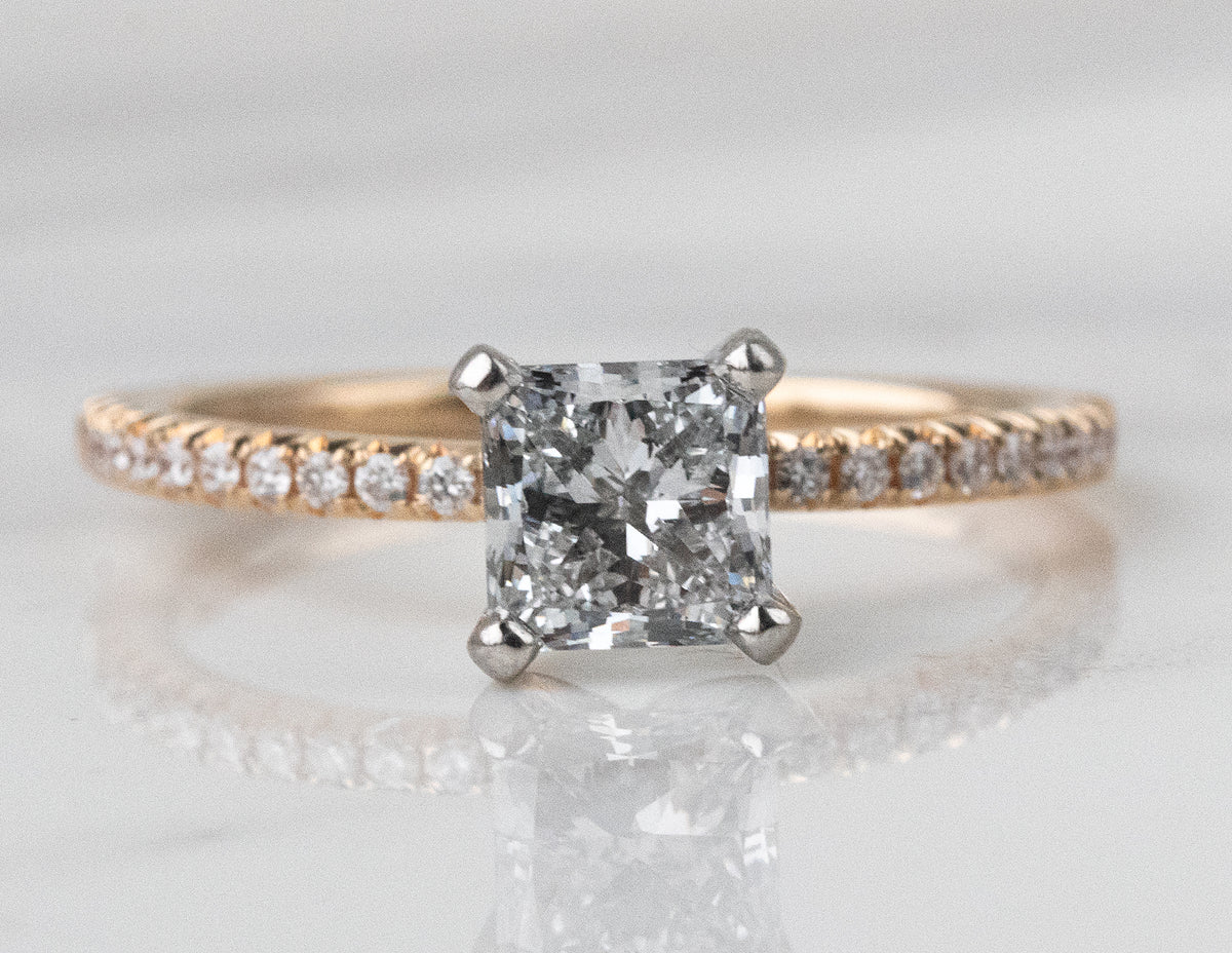 1 1/8ct. t.w. Princess Cut Kessler 81 Newborn Lab Created Diamond Engagement Ring in 14K Yellow Gold