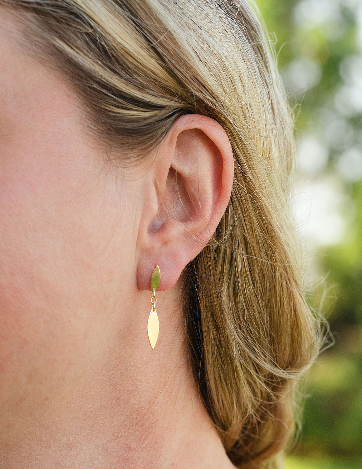 Marquise Duo Drop Earrings in 14K Yellow Gold