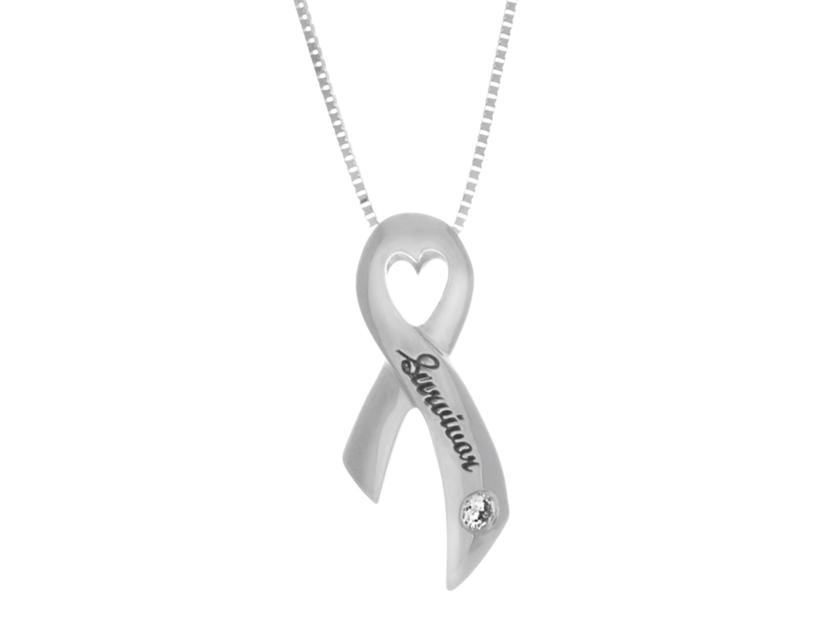 .05ct. t.w. Diamond Ribbon Pendant in 14K White Gold