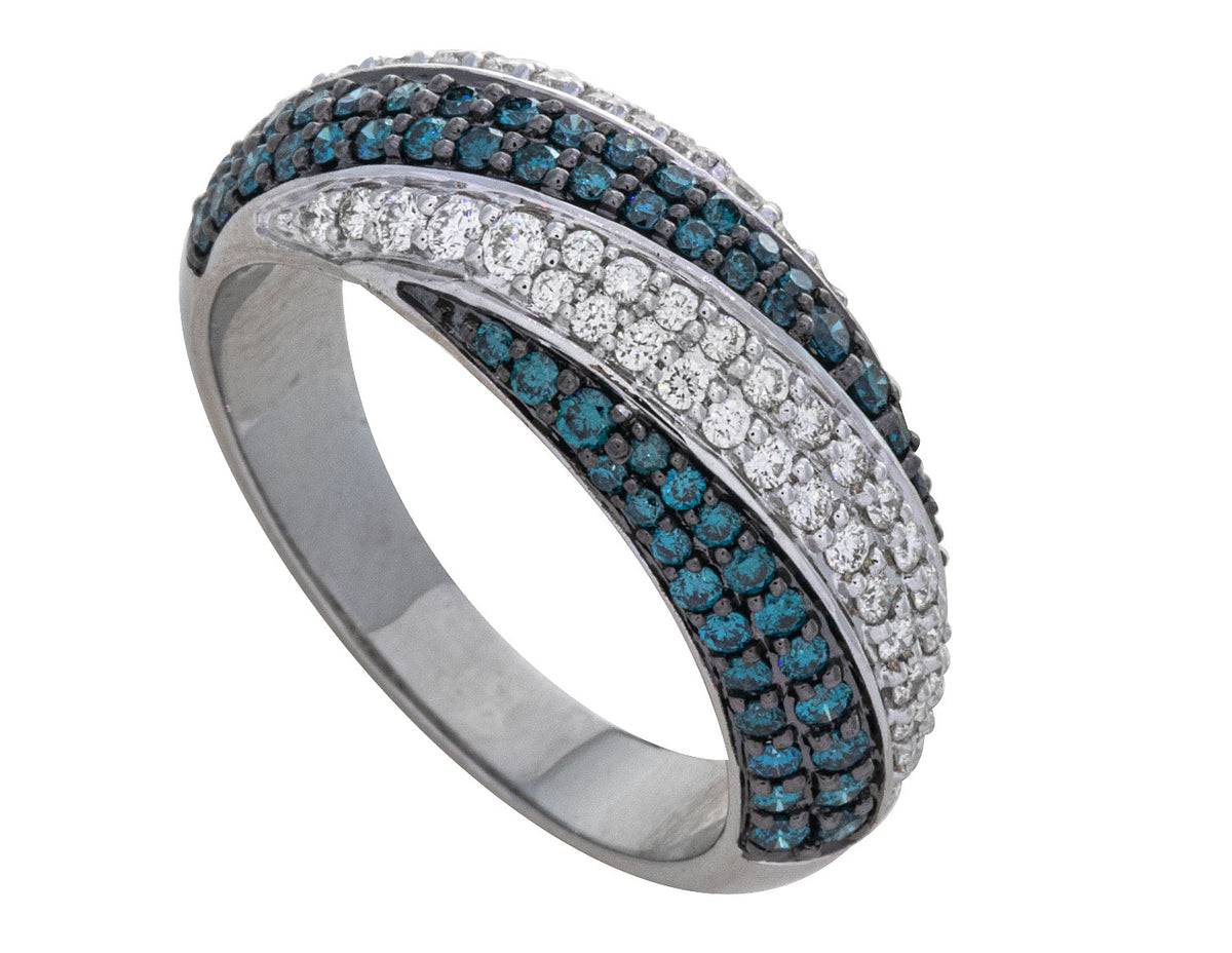 1ct. t.w. Blue and White Diamond Ring in 14K White Gold