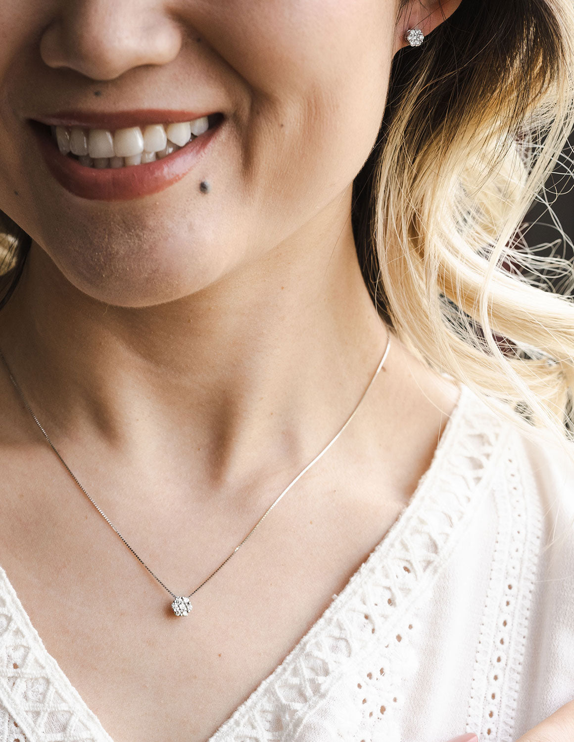 1/4ct. t.w. Cluster Pendant in 14K White Gold