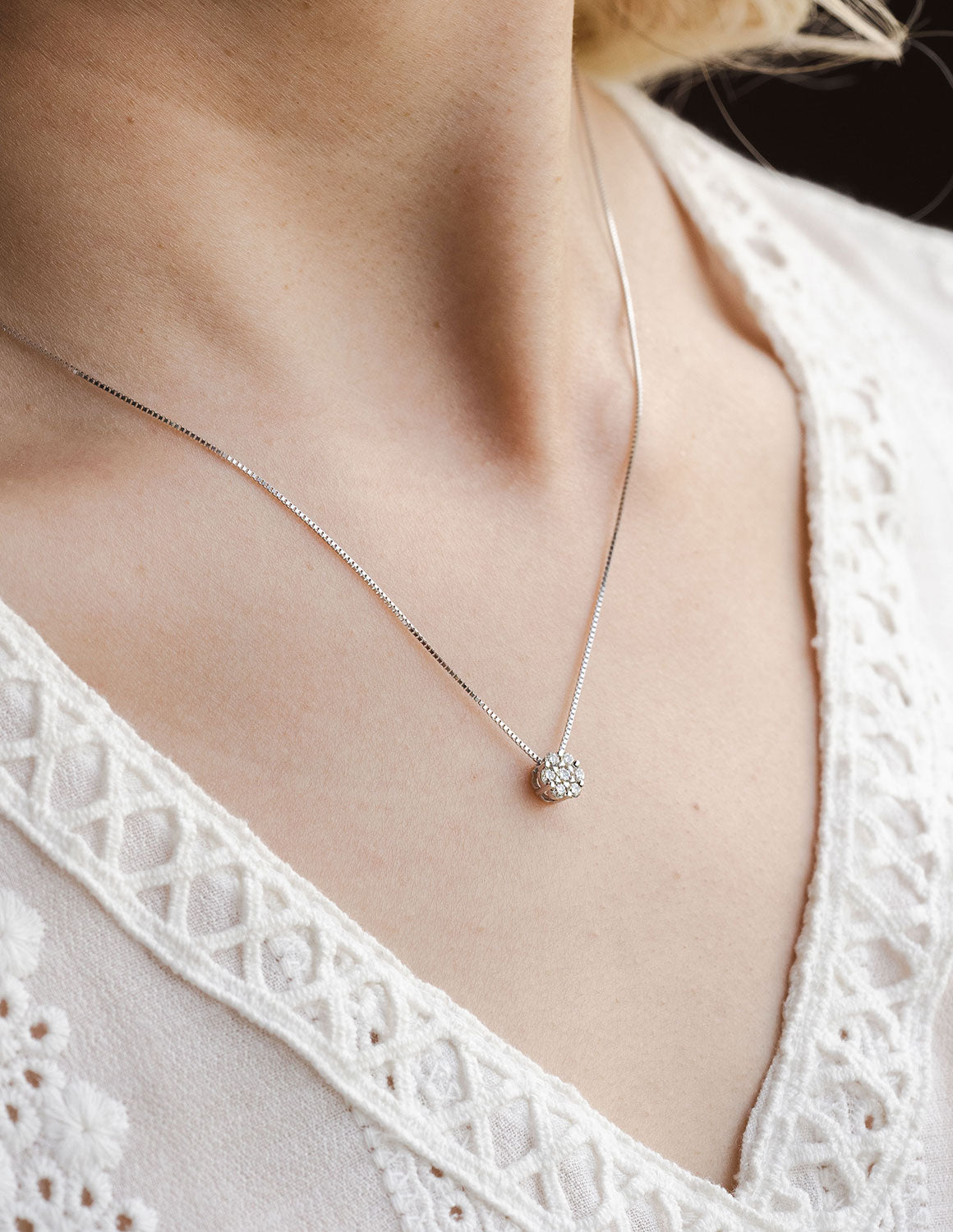 1/4ct. t.w. Cluster Pendant in 14K White Gold