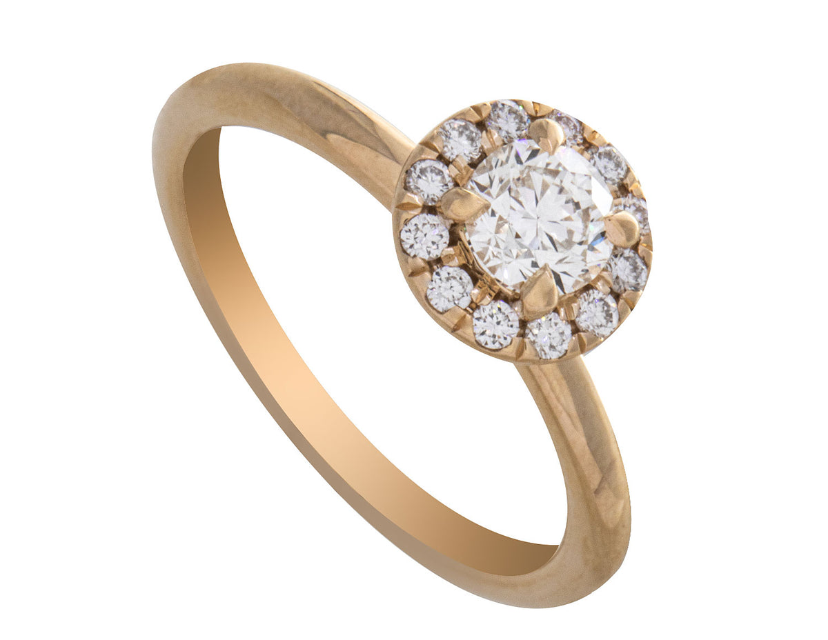 3/4ct. t.w. Round Cut Diamond Halo Engagement Ring in 14K Yellow Gold